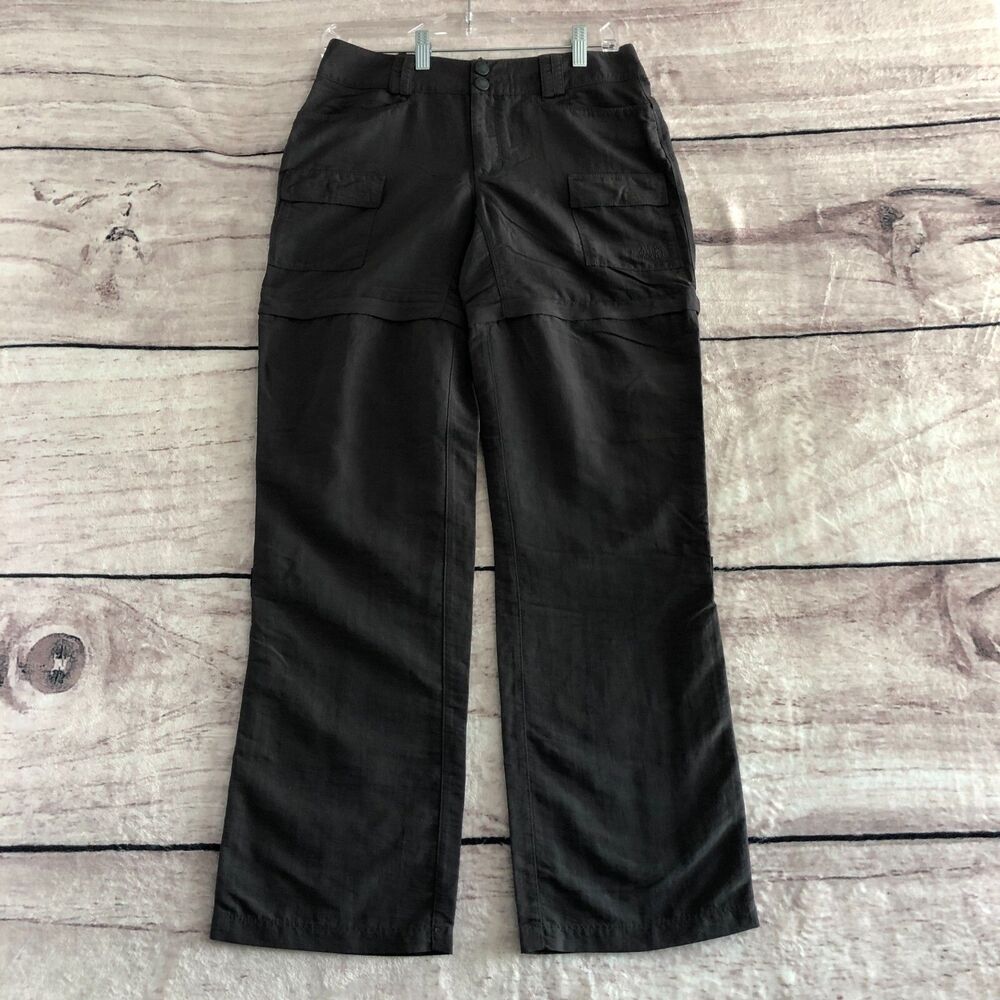 The North Face Pants Womens 4 Gray Nylon Convertible Cargo Shorts Hiking Camp